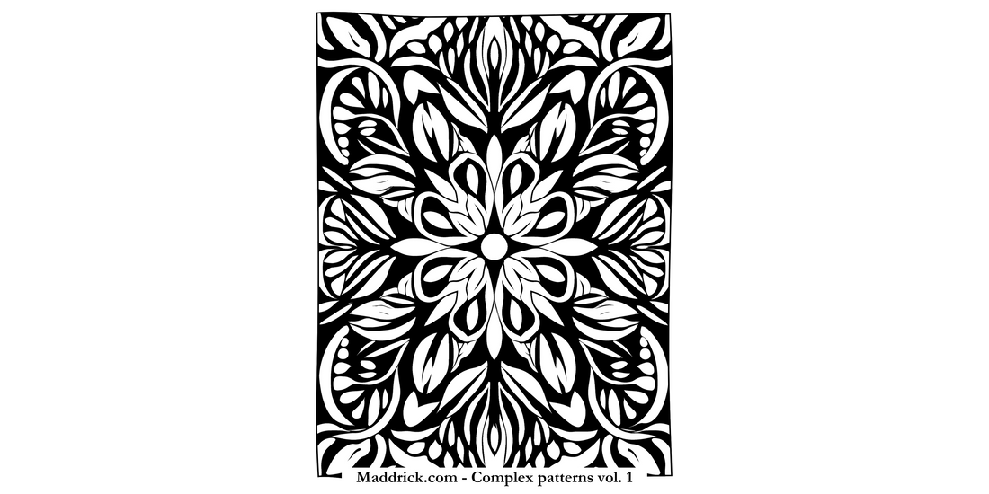 Complex Patterns vol. 1 coloring book page - Full-page mandala - Maddrick