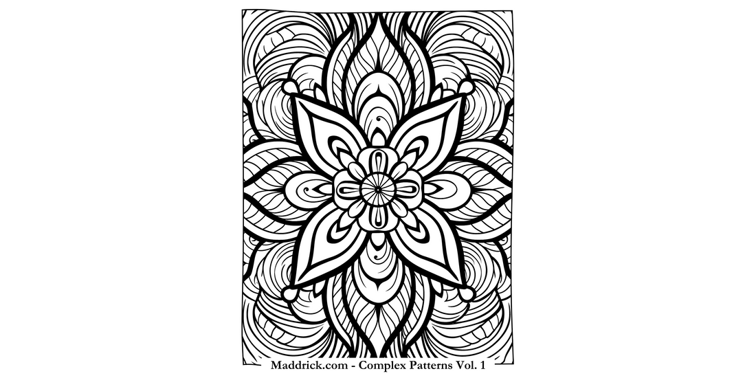 Complex Patterns vol. 1 coloring book page - Full-page pattern mandala 2 - Maddrick