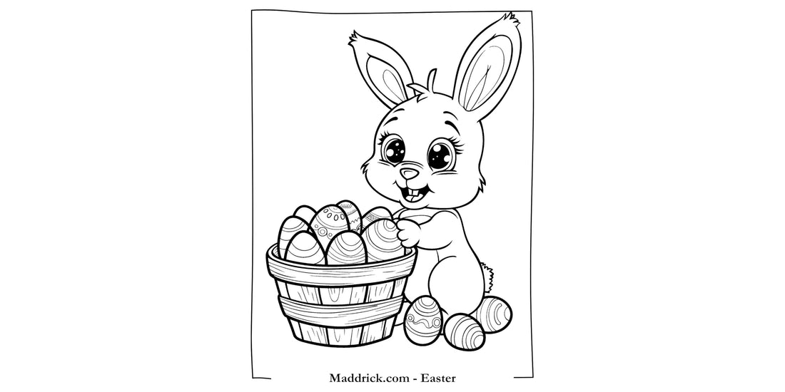 Easter free coloring page - Easter bunny with eggs