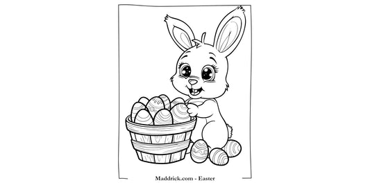 Easter free coloring page - Easter bunny with eggs