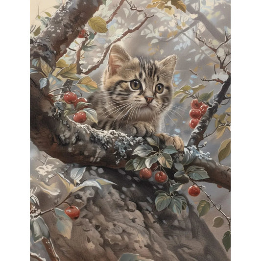 Chaton sur une branche d'arbre Affiche