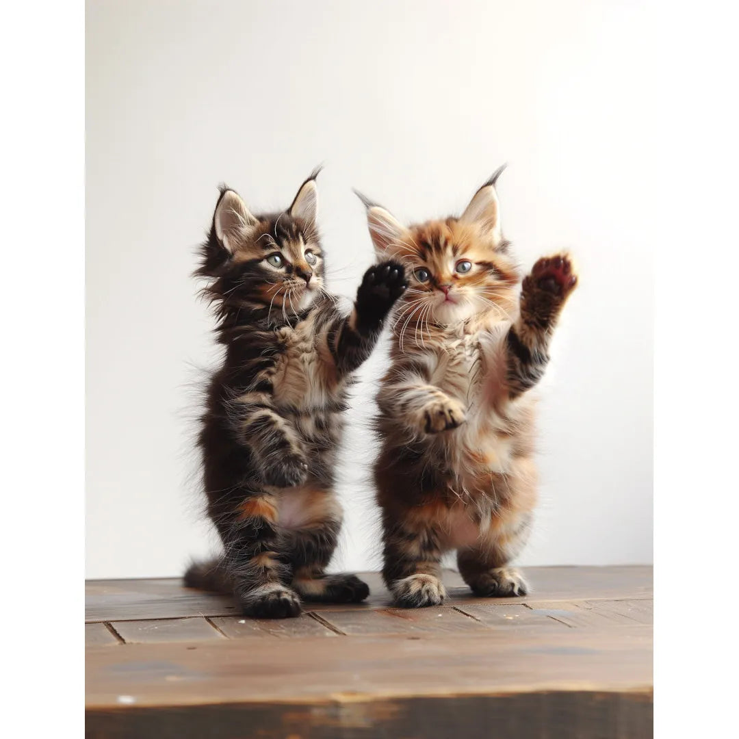 Deux chatons debout Affiche