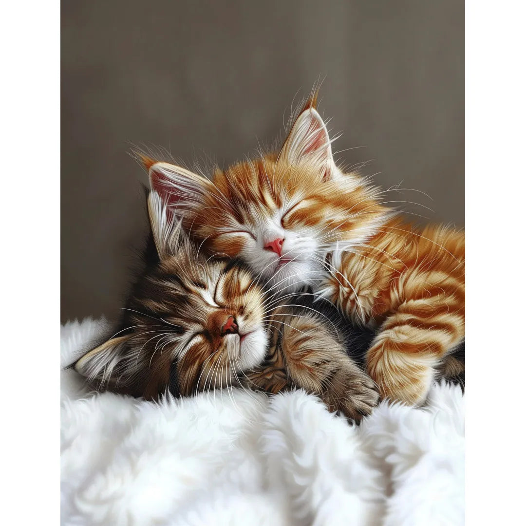 Two tabby kittens sleeping Poster