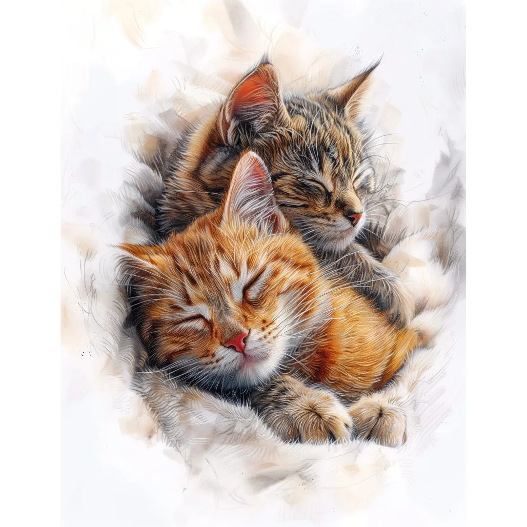 Two kittens sleeping peacefully Poster