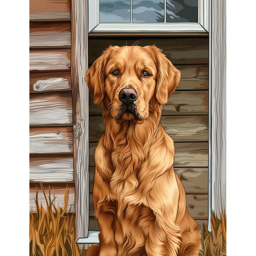 Golden dog posing Poster