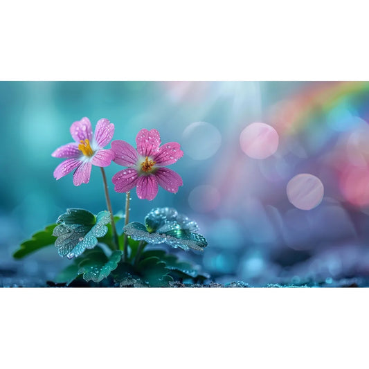 Duo de fleurs roses après la pluie Affiche