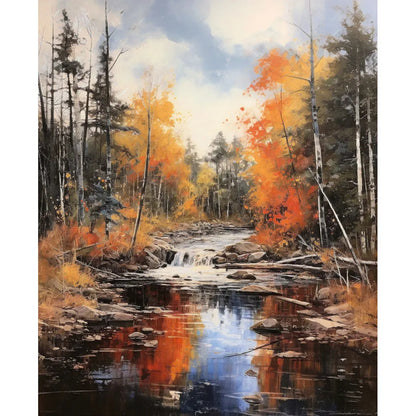 Autumn forest creek Poster