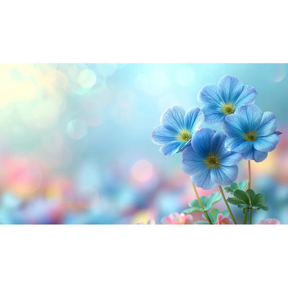 Macro de fleurs bleues Affiche