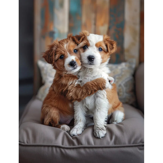 Two dogs embrace Poster