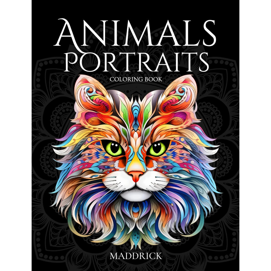 Animals Portraits coloring book: Complex patterns, mandala style and flowers for colorists of all skill levels