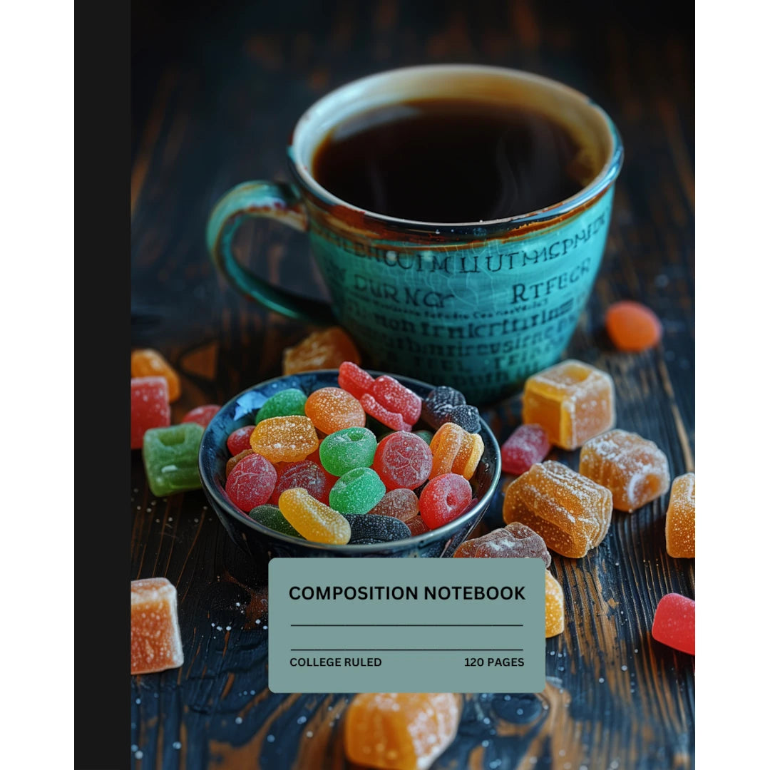 Carnet de composition : Café et gelées | Bleu | Règle universitaire | 120 pages lignées | 7,5 x 9,25 pouces