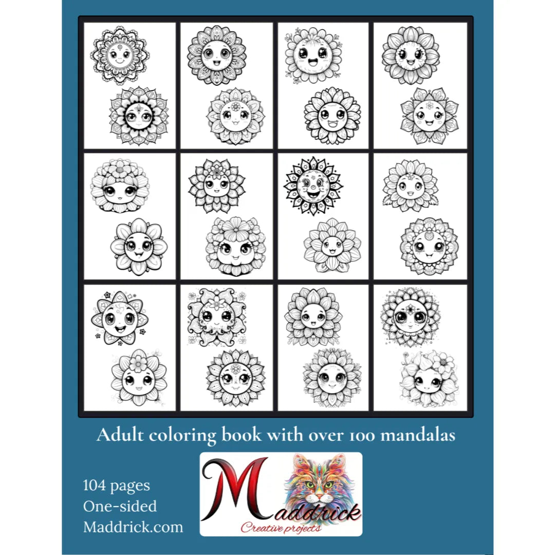 Kawaii face cute mandala: Coloring book with over 100 easy mandalas