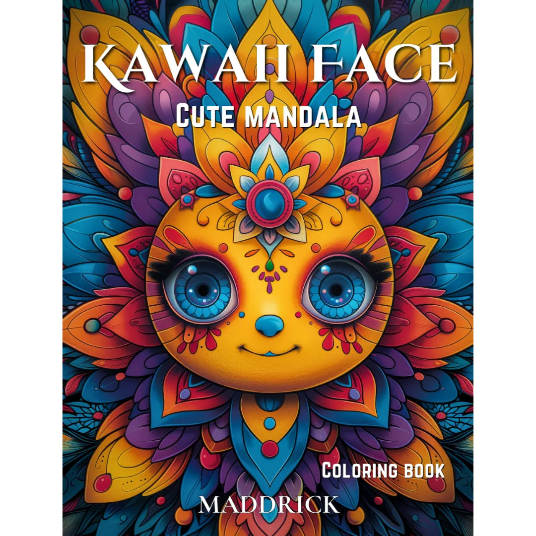 Kawaii face cute mandala: Coloring book with over 100 easy mandalas