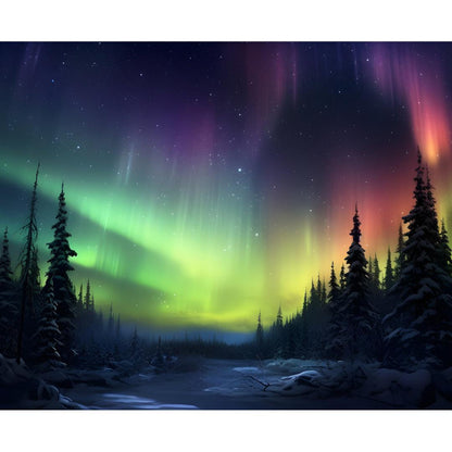 Northern lights forest - Poster - Maddrick