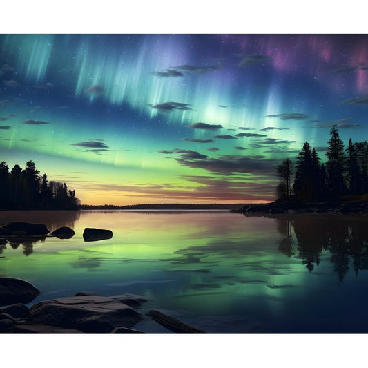 Northern lights lake - Poster - Maddrick