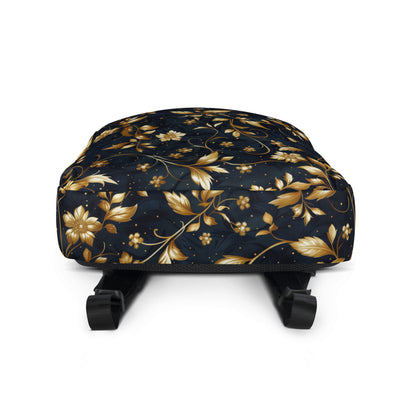 Gold flower black Backpack