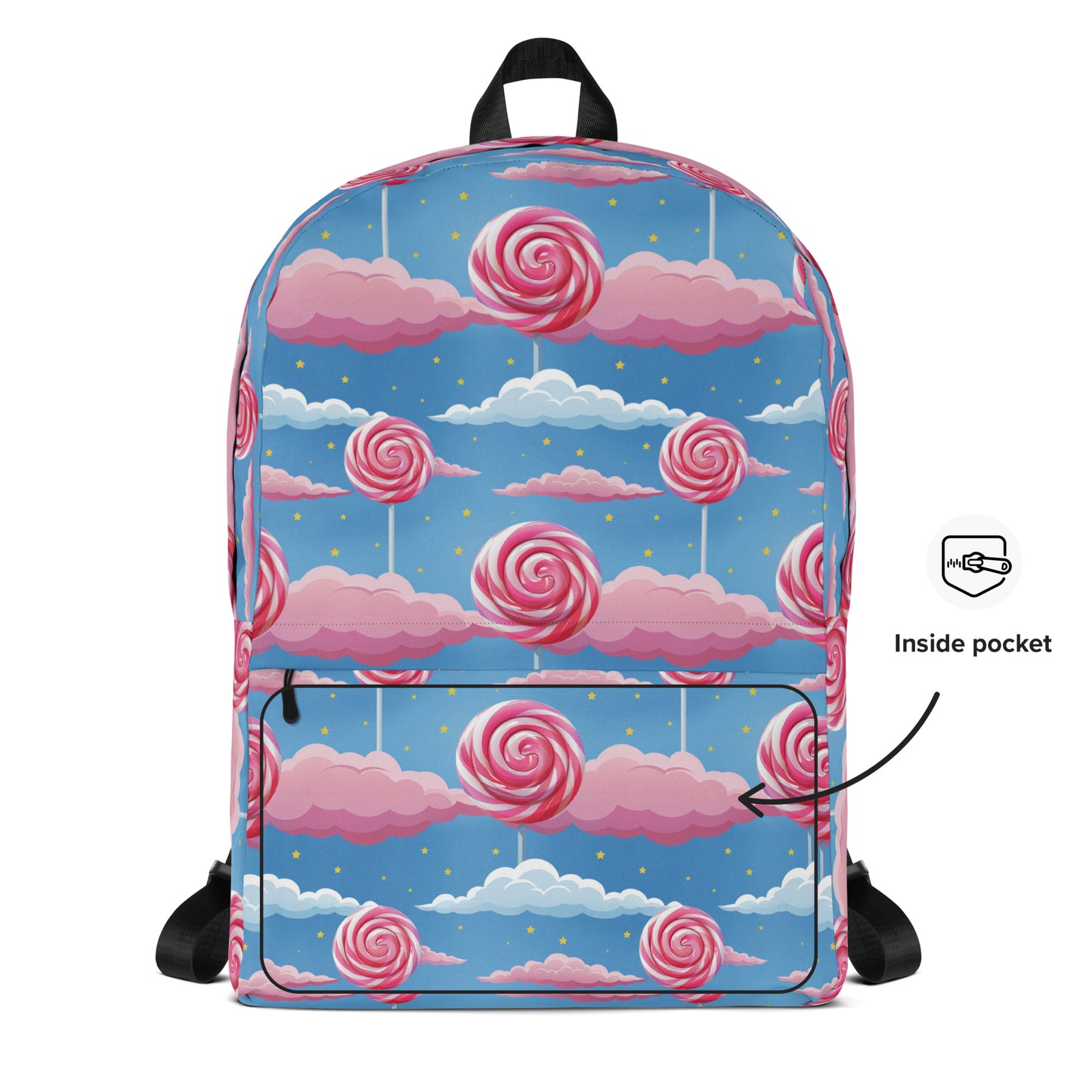 Pink lollipops blue sky Backpack