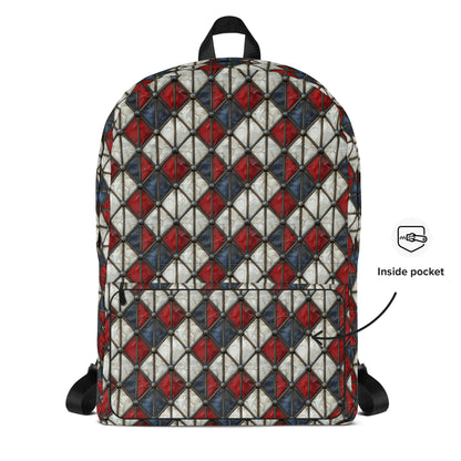 Red and blue checkered Backpack