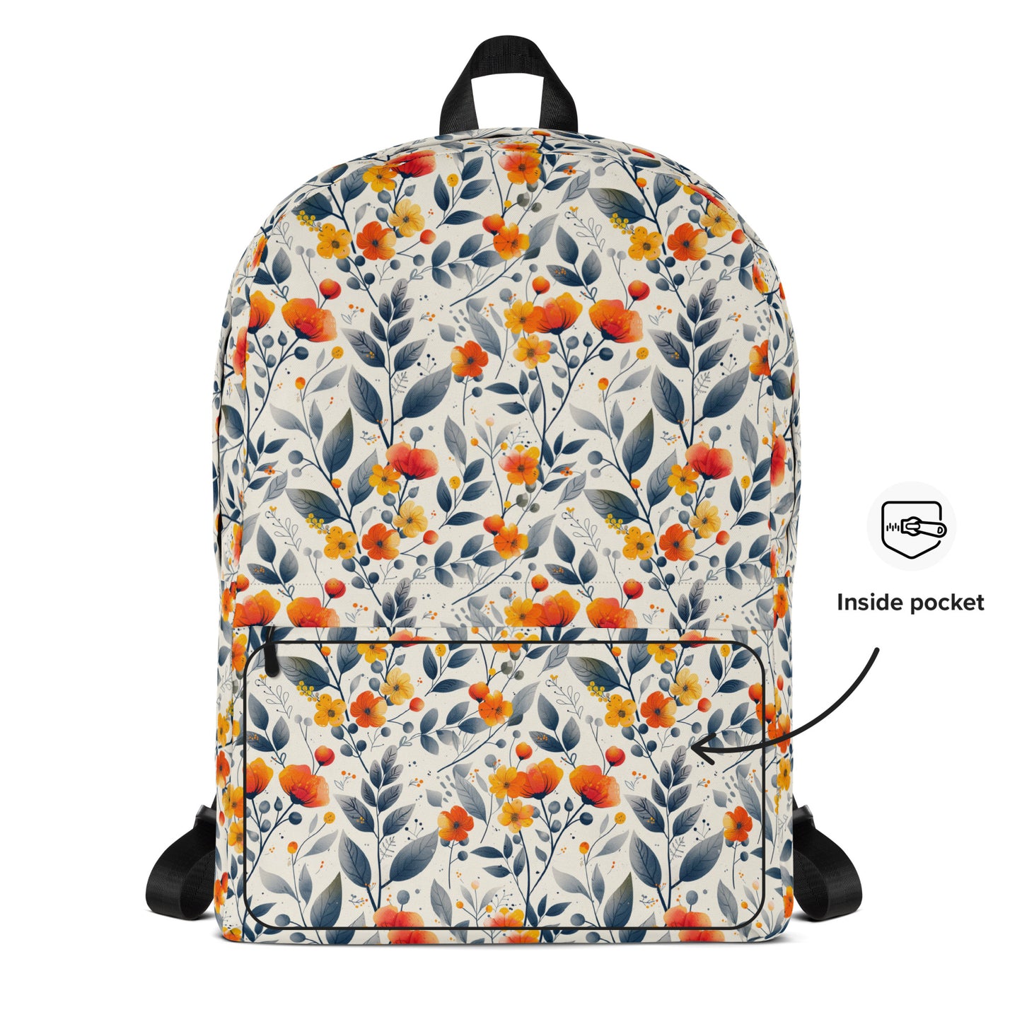 Sac à dos à fleurs de pavot orange