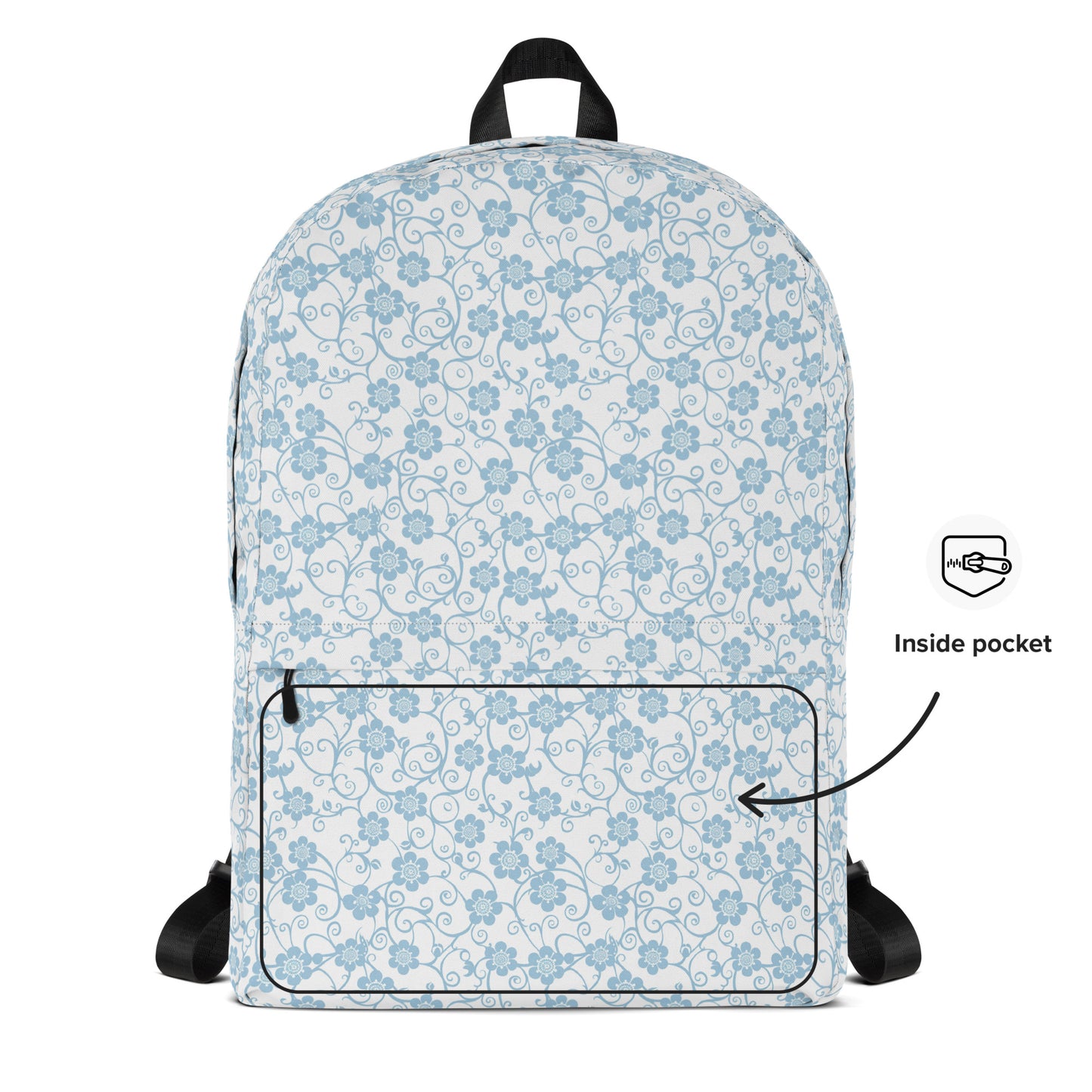 Sac à dos blanc à fleurs bleu pastel