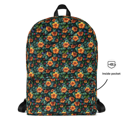 Orange flowers and green leaves Backpack