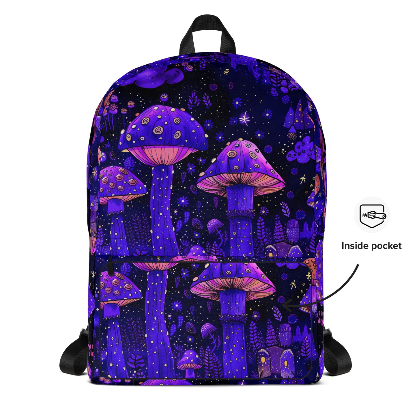 Psychedelic mushroom black light Backpack