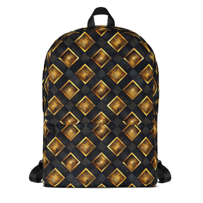 Checkered golden square black Backpack