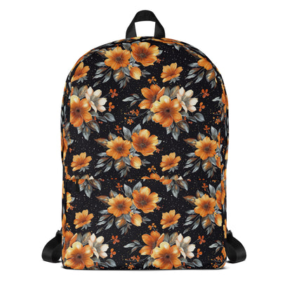 Fleur orange et noir Sac à dos