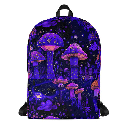 Psychedelic mushroom black light Backpack