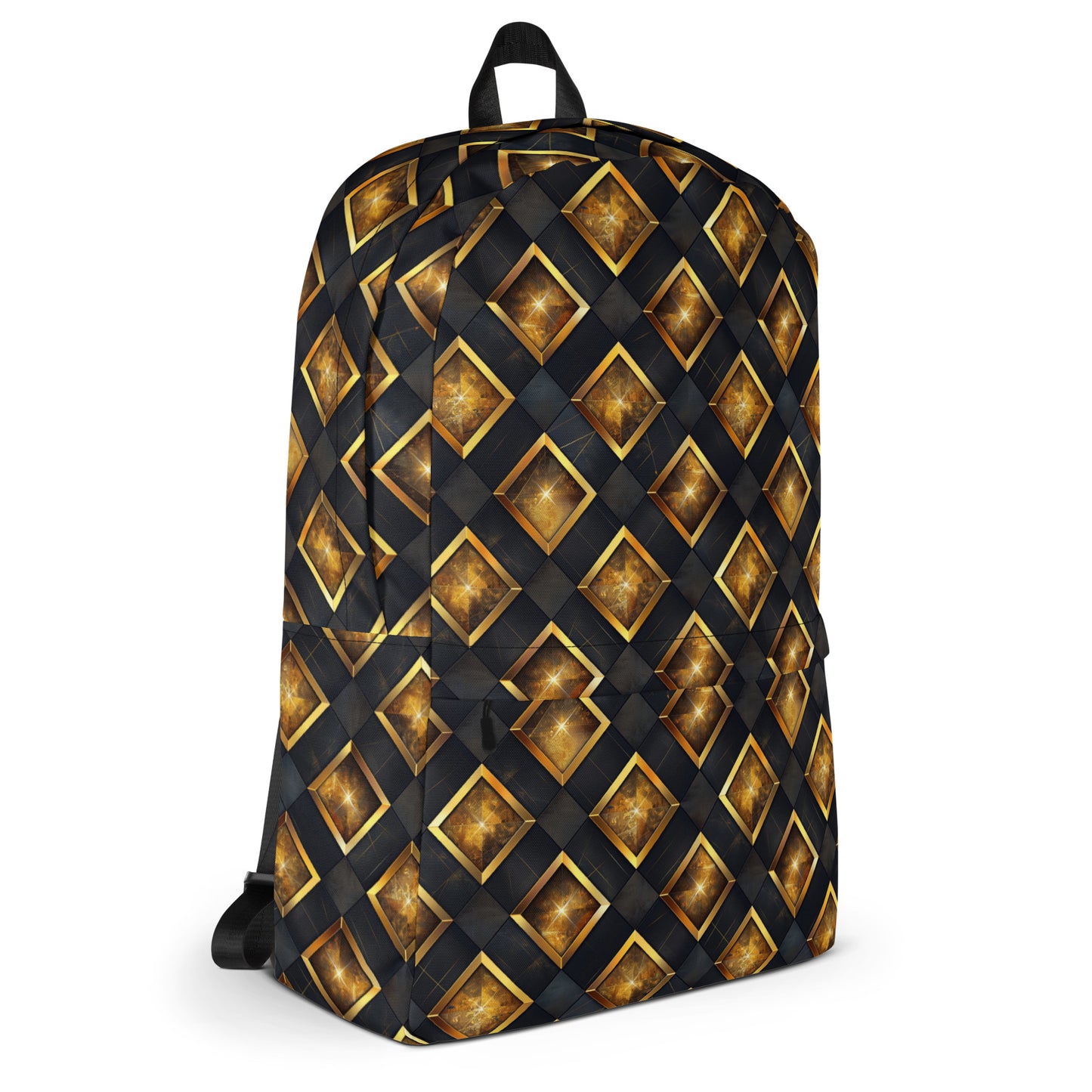 Checkered golden square black Backpack