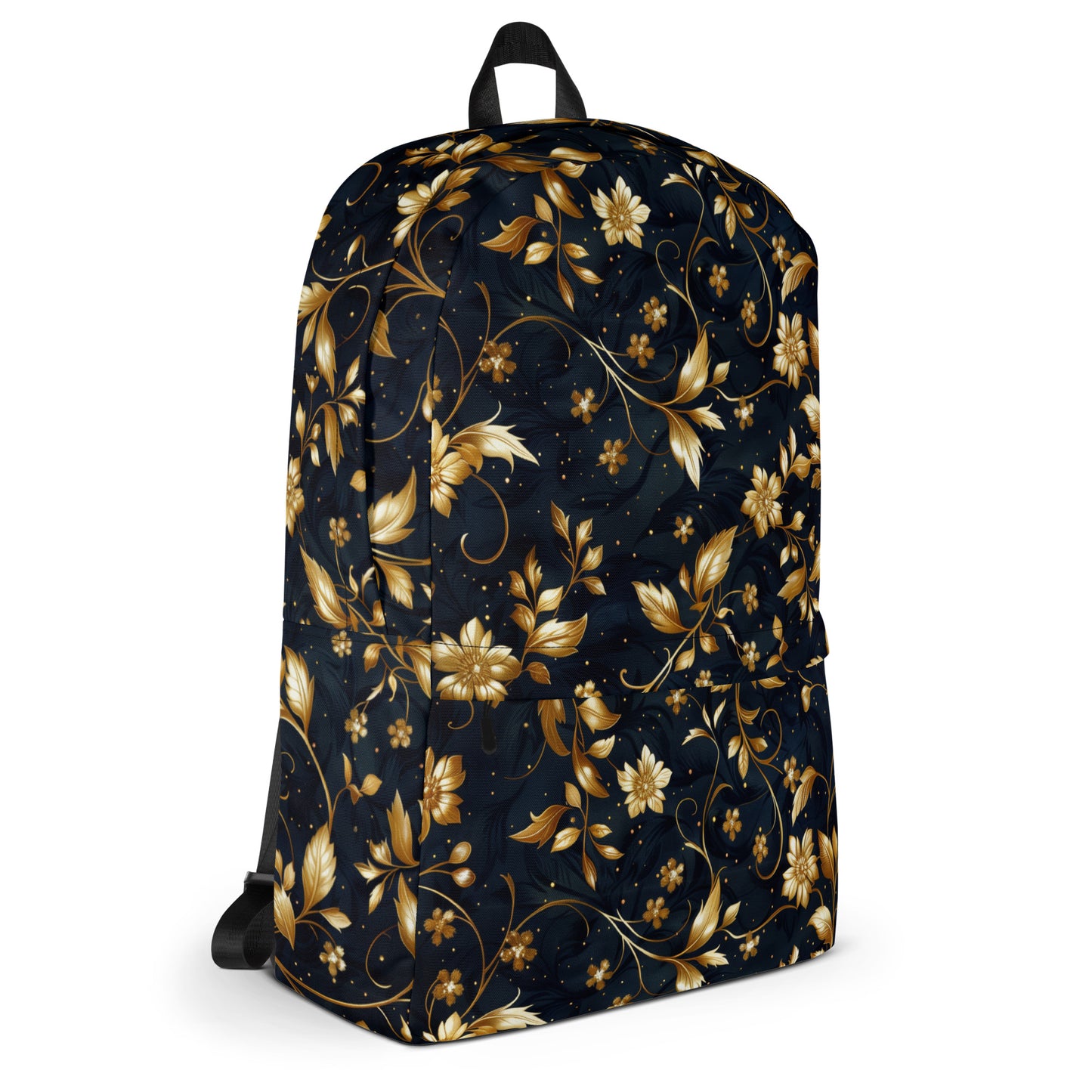 Gold flower black Backpack