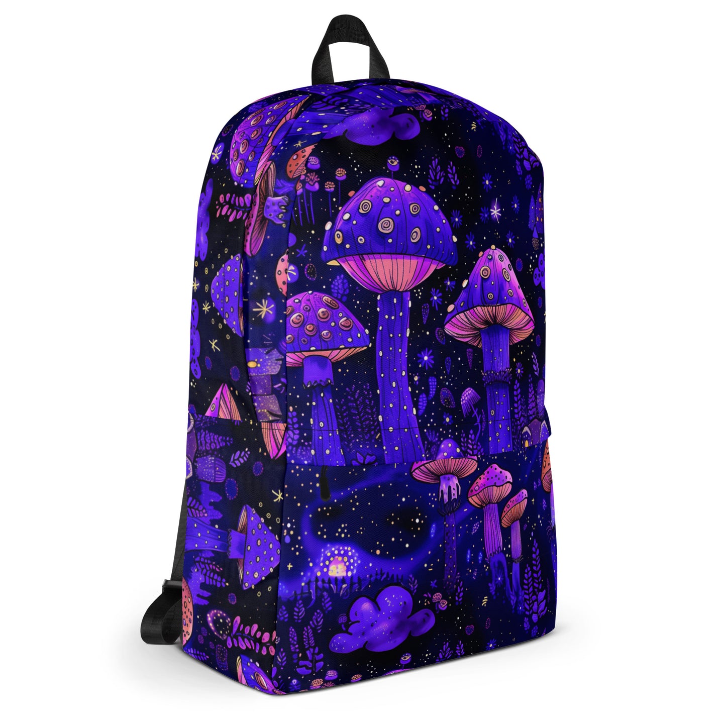 Psychedelic mushroom black light Backpack