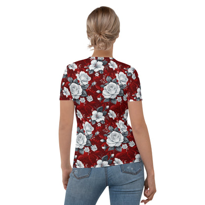 Red and monochrome roses Women's T-shirt