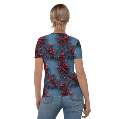 Scarlet berries and flowers blue Women's T-shirt