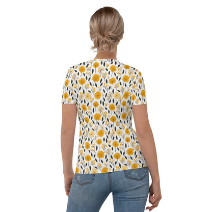 T-shirt Femme Fleurs et bourgeons jaunes