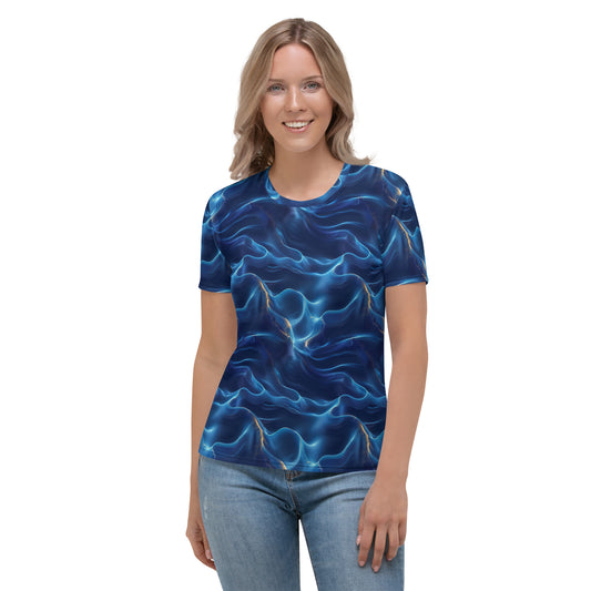 T-shirt Femme Vagues bleu profond