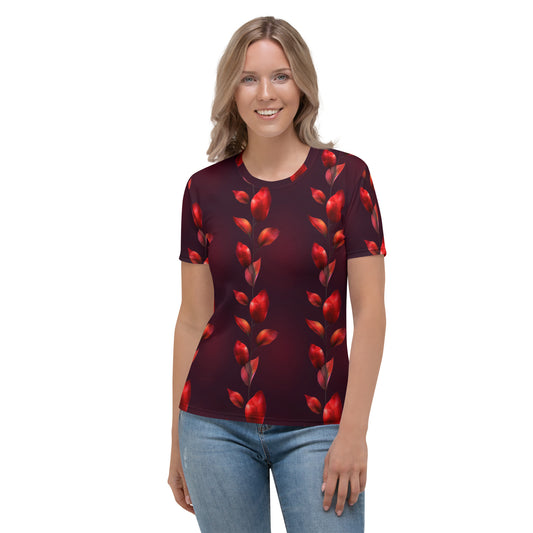 T-shirt Femme Vignes fleurs écarlates