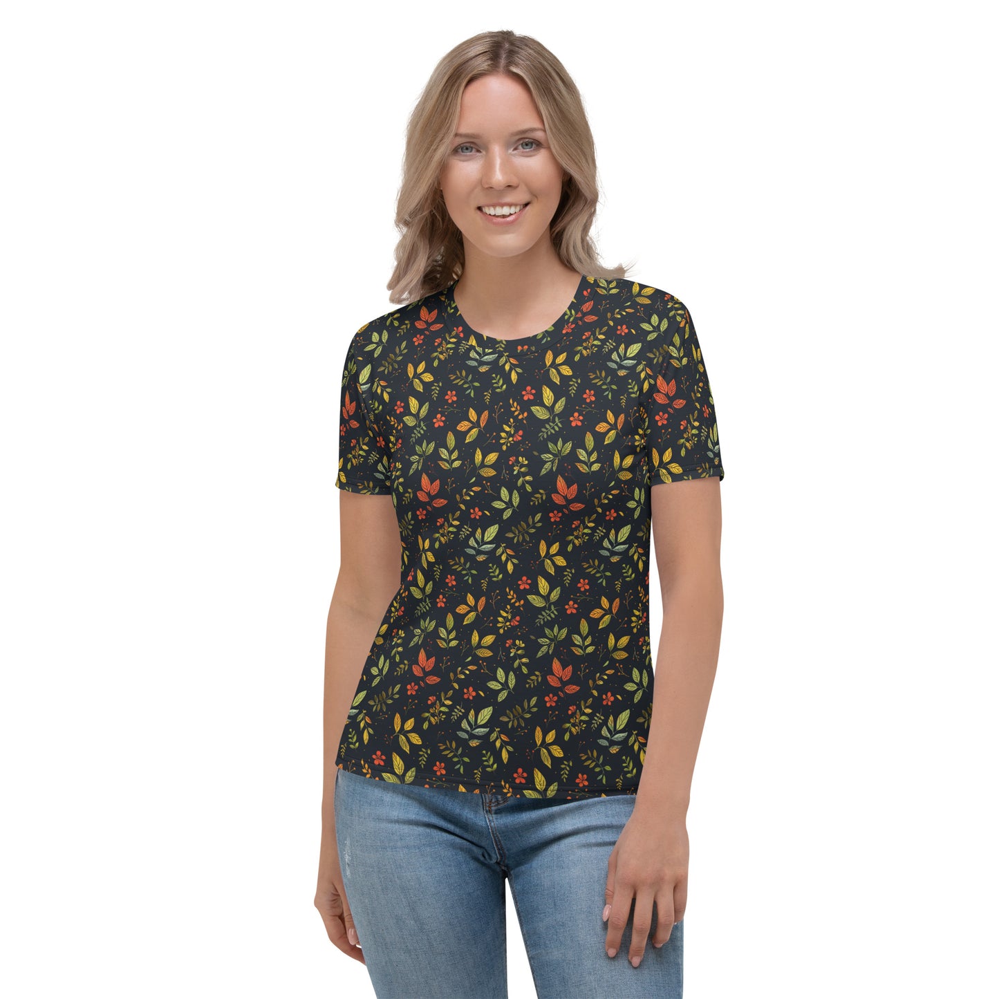 T-shirt Femme Feuilles d'automne noir