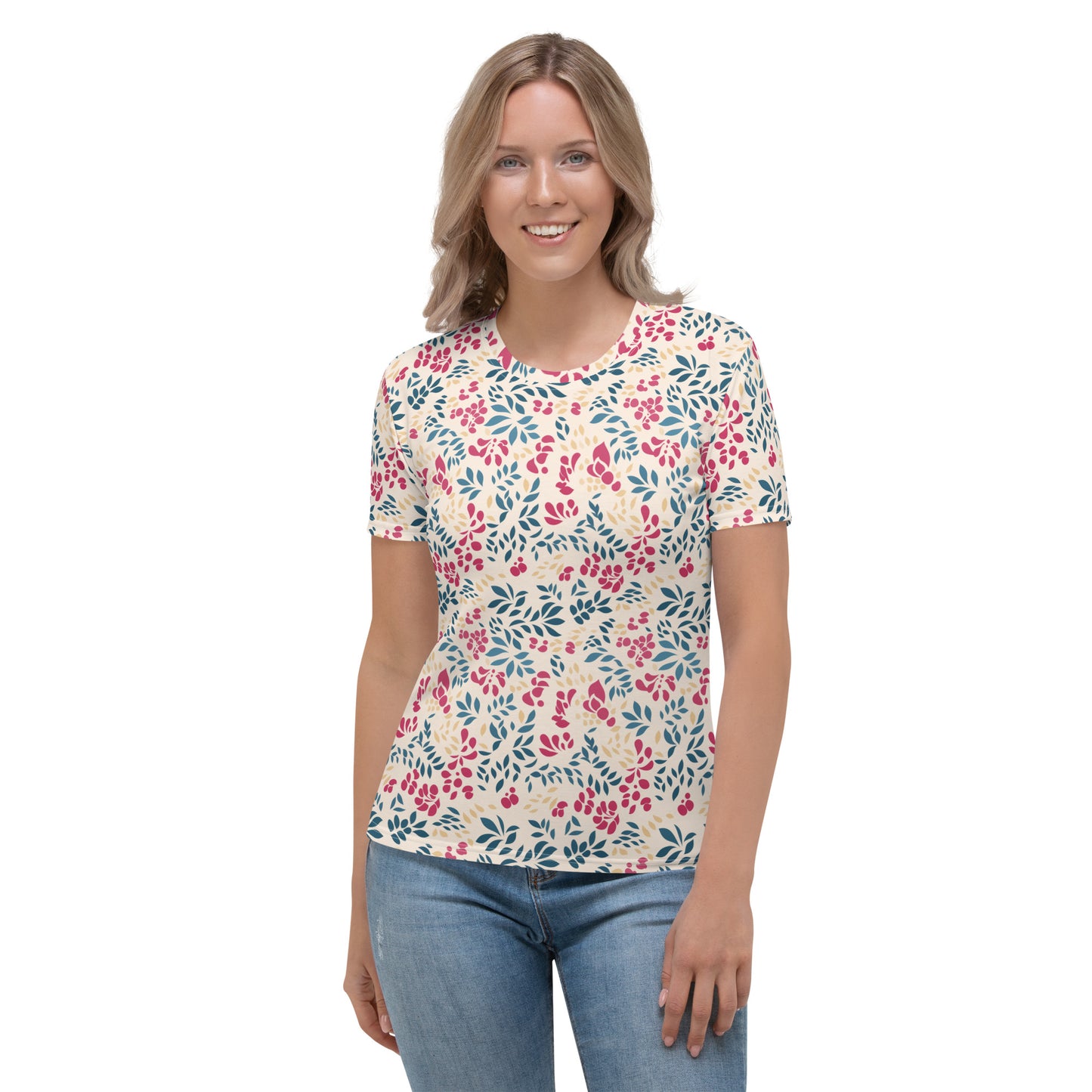 T-shirt Femme crème feuillage chaud