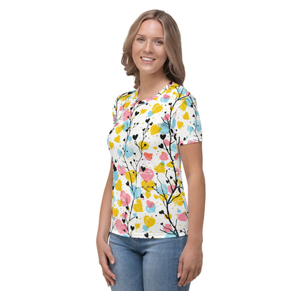 T-shirt Femme Coeurs et branches pastel