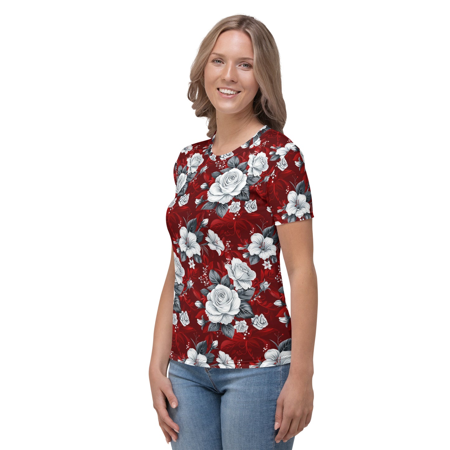 T-shirt Femme Roses rouges et monochromes