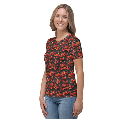 Red leaves on dark grey Women's T-shirt