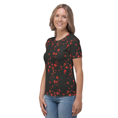 Little red flowers black Women's T-shirt