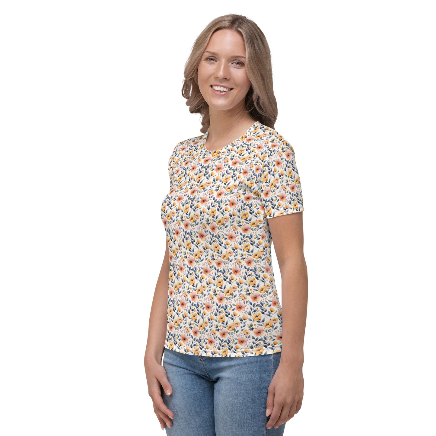 Yellow and peach leafy flowers Women's T-shirt