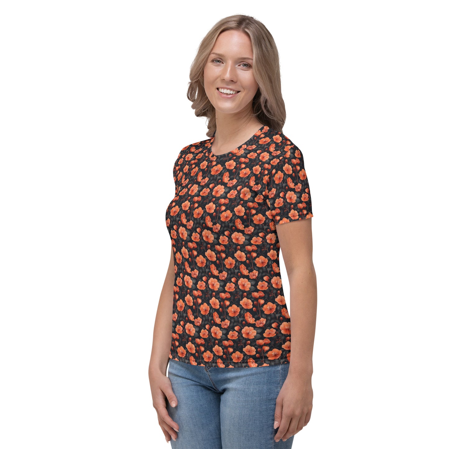 Orange flowers black Women's T-shirt