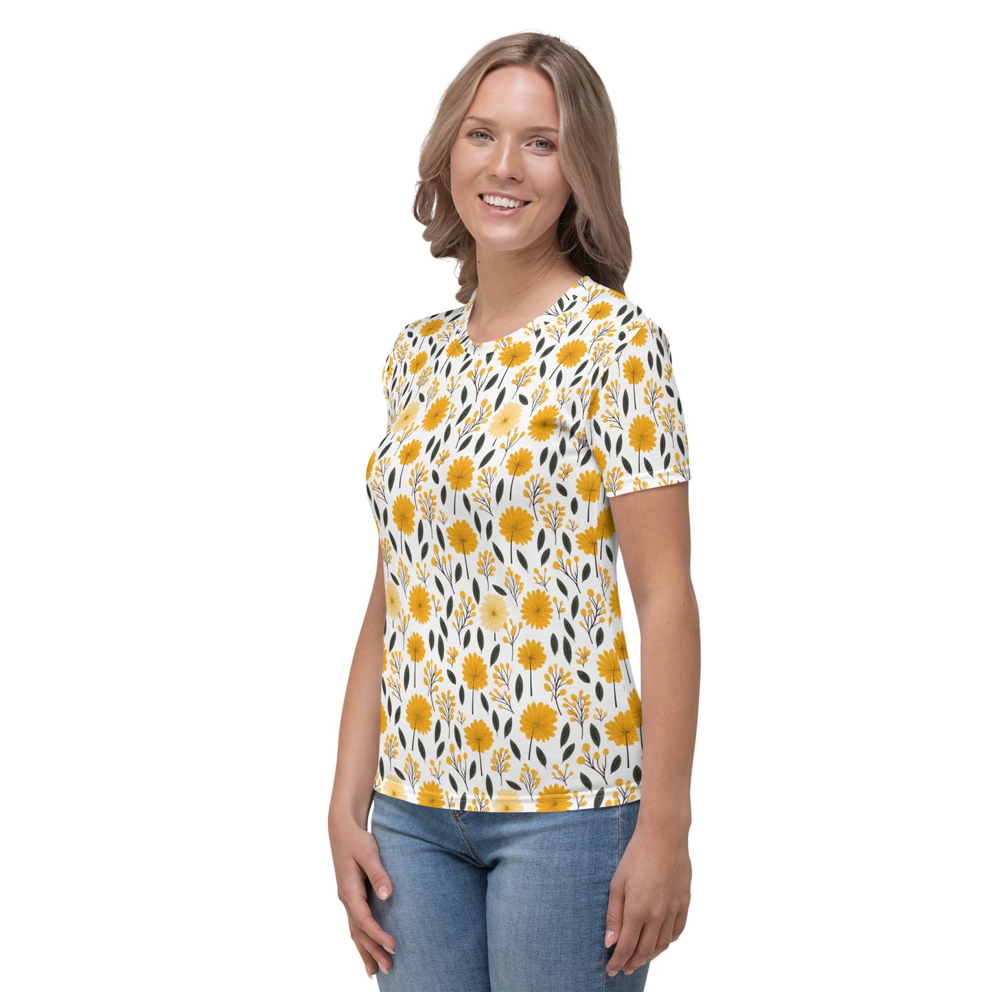 T-shirt Femme Fleurs et bourgeons jaunes