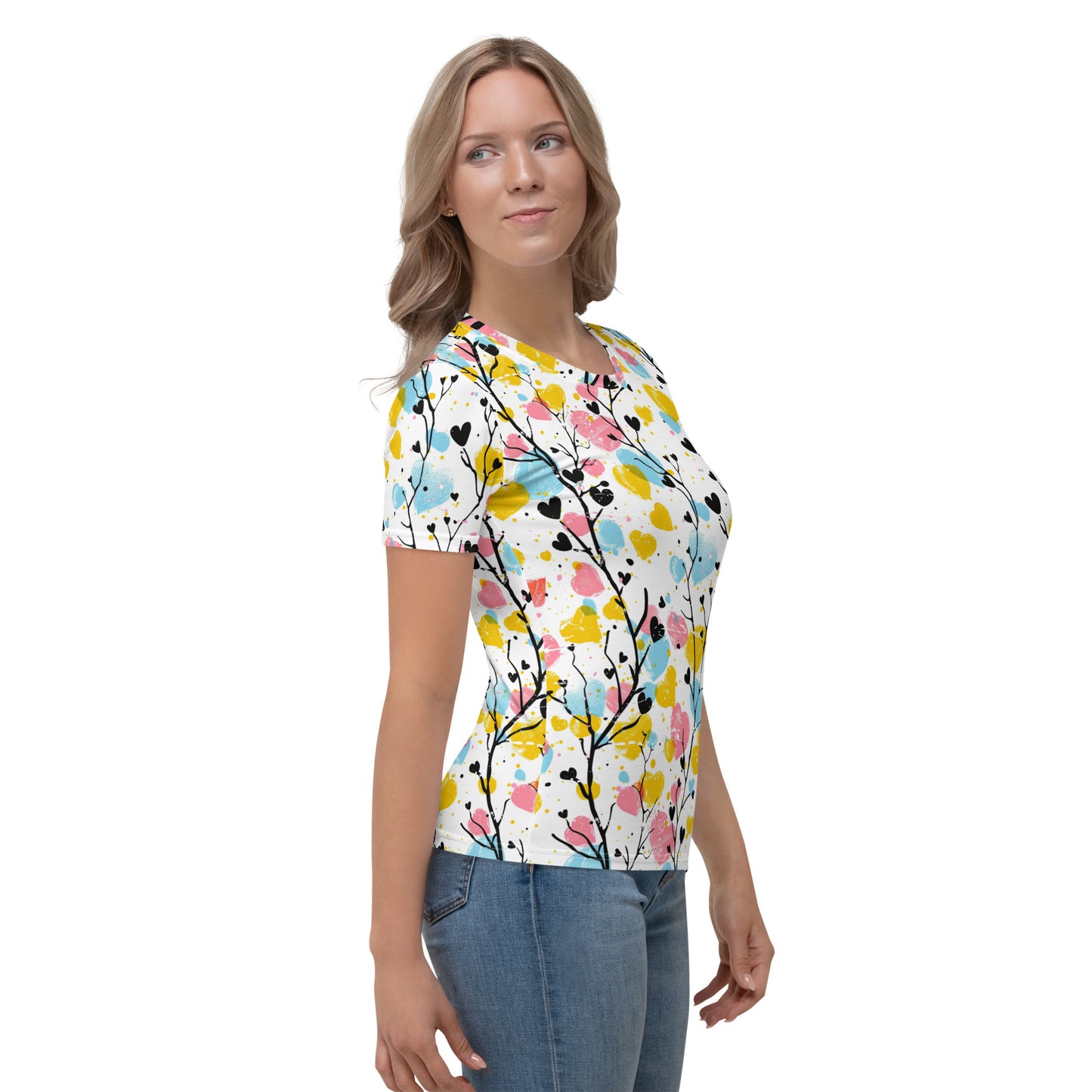 T-shirt Femme Coeurs et branches pastel