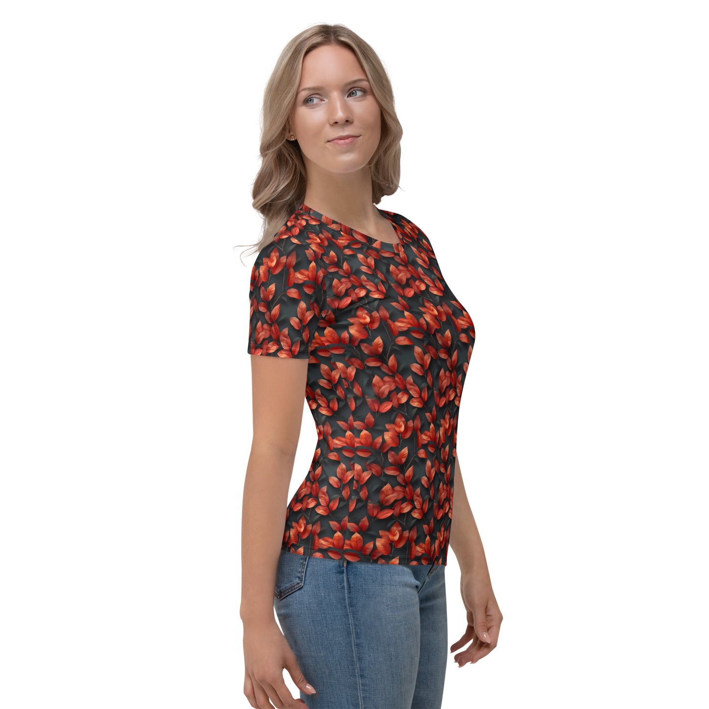 Red leaves on dark grey Women's T-shirt