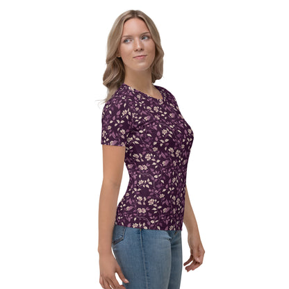 White leafy flowers purple Women's T-shirt