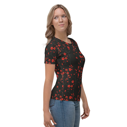 Little red flowers black Women's T-shirt